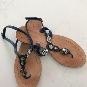 Antik Batik Shoes - Antik Batik Navy Jeweled thong sandals Antik Batik Shoes - Antik Batik Navy Jeweled thong sandals